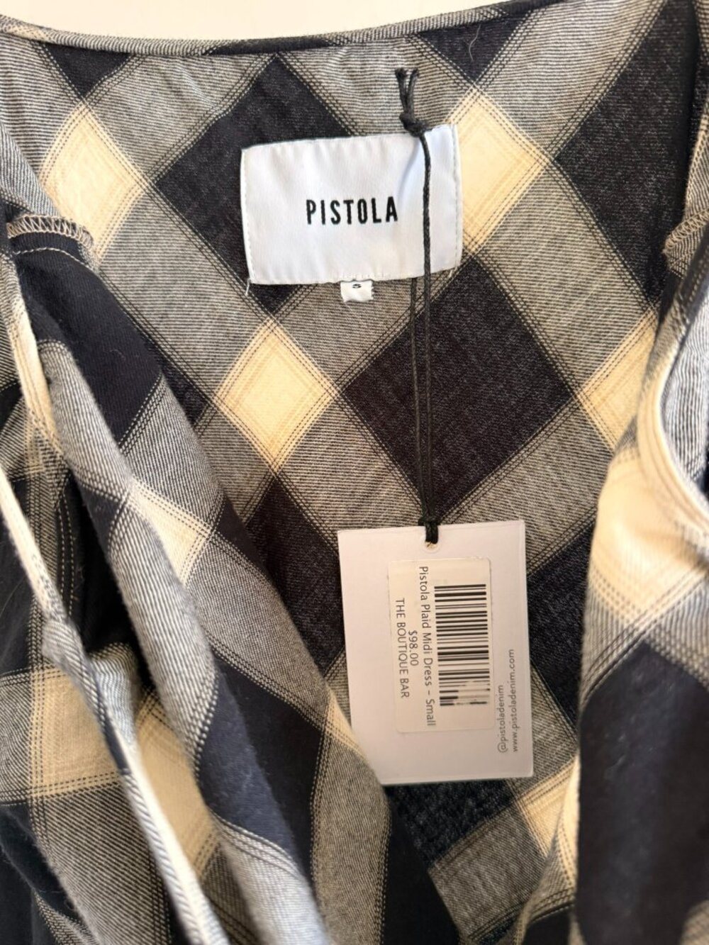 NWT Pistola Mari Black & White Multi Plaid Midi Slip Dress S - Picture 10 of 13
